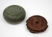An antique Chinese carved jade box on carved timber stand, 19th/20th century, ​​​​​​​5.5cm high, 12cm wide, 9cm high including stand. - 4