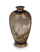 SATSUMA antique Japanese earthenware vase decorated with birds and chrysanthemums - 2