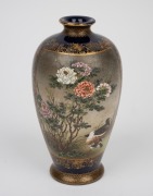 SATSUMA antique Japanese earthenware vase decorated with birds and chrysanthemums - 3