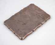 An antique English sterling silver calling card case, with applied 9ct rose gold floral decoration and ownership shield cartouche, made in Birmingham, circa 1870, 10cm high, 75 grams. - 2