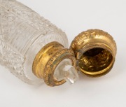 An antique Bohemian cut crystal double ended scent bottle with gilt metal tops, 19th century, 15cm long. - 3
