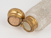 An antique Bohemian cut crystal double ended scent bottle with gilt metal tops, 19th century, 15cm long. - 4