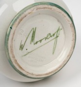 MOORCROFT "Pansy" pottery vase on early celadon and cream ground, circa 1914, impressed "MOORCROFT, BURSLEM, 1914" with underglaze green signature "W. Moorcroft", 10cm high. - 3
