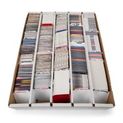 A filing box filled with a large quantity of mostly sorted Select and official AFL (Team Coach) trading cards (3400+), some signed; card series span the years 1994 to 2017. (qty.)