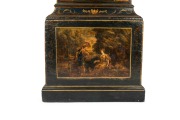 A George III London longcase clock with chinoiserie decoration on blue ground adorned with romantic scene vignettes. Attractive pagoda hood with central sound fret to the pediment decorated with gilt gesso spires and finials. Break arch dial with applied - 2