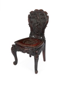 A fine quality antique Chinese export chair carved in hardwood, late 19th century, 95cm high.
