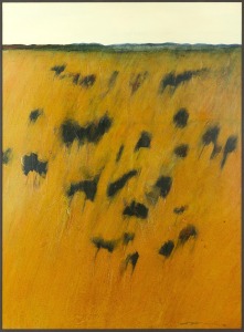 ROBERT HOLCOMBE (1945 - ), Summer Grass, acrylic on paper, signed lower right and titled verso, 74 x 55cm, 106 x 83cm overall.