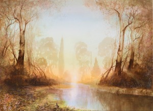 GEOFFREY SPARKS (working 1980s), Autumn Reflections, watercolour, signed lower left "Geoffrey Sparks", 52 x 72cm, 82 x 102cm overall.