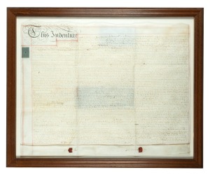 KING GEORGE III: An original hand-written indenture on vellum from 1778, "the nineteenth year of the reign of our Sovereign Lord, George the Third, by the Grace of God.." between William Cope of Westminster Abbey in the County of Middlesex, together with 