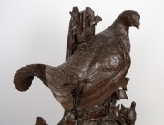 An antique German Black Forest carved timber mantle clock with game bird decoration, with period but replaced French eight day movement, 19th century, - 5