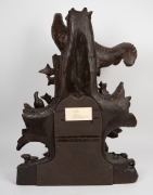 An antique German Black Forest carved timber mantle clock with game bird decoration, with period but replaced French eight day movement, 19th century, - 6