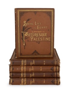 PICTURESQUE PALESTINE, SINAI, AND EGYPT: Complete four-volume series together with "Social Life in Egypt" supplementary work, edited by Sir Charles William Wilson, published c. 1880s by J.S. Virtue & Co. (London), all volumes quarto with gilt detailing to