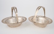 A pair of sterling silver bon bon baskets, made in Chester, 20th century, 12cm wide, 113 grams total.