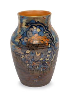 WILKINSON English Art Deco porcelain vase with faux Japanese decoration, blue factory mark to base, 25cm high.