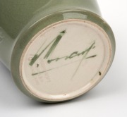 MOORCROFT "Pansy" pottery vase on early celadon ground, impressed "MOORCROFT, BURSLEM, ENGLAND" with underglaze green signature "W. Moorcroft", 10.5cm high. - 3