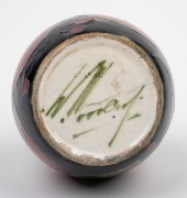 MOORCROFT "Pomegranate" miniature pottery vase on celadon/blue ground, impressed "MOORCROFT, BURSLEM", with early green underglazed signature mark, 9.5cm high. - 3