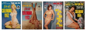 THE GIRLS FROM MAN "PIN-UP CALENDAR" 1962-1965, five shilling editions in remarkably fine condition, (4 items), the largest 30 x 22cm.
