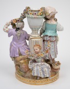 MEISSEN antique German porcelain floral figural group, 19th century, blue crossed swords mark to base, ​​​​​​​21cm high. - 2