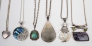 Twelve assorted necklaces and pendants, mostly silver, 20th century. - 2