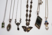 Twelve assorted necklaces and pendants, mostly silver, 20th century. - 3