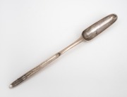 An antique English sterling silver marrow scoop, marks rubbed, 18th century, 22cm high, 37 grams.