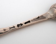 An antique English sterling silver marrow scoop, marks rubbed, 18th century, 22cm high, 37 grams. - 2