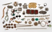 Assorted vintage costume jewellery, including silver and marcasite, Bohemian and Chinese etc., mixed vintages, (qty).