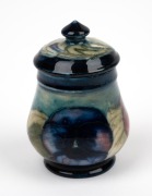 MOORCROFT "Pansy" rare pottery mustard pot, impressed "MOORCROFT", 6cm high. - 2