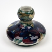 MOORCROFT "Pansy" early pottery vase on celadon and cream ground, note rare shape, impressed "MOORCROFT, BURSLEM, ENGLAND", with underglazed blue signature mark, ​​​​​​​10cm high, 11cm diameter. - 2
