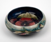 MOORCROFT "Pansy" pottery bowl on green and blue ground impressed "MOORCROFT, MADE IN ENGLAND", 4cm high, 11.5cm diameter. - 2