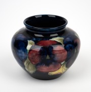MOORCROFT "Pansy" pottery vase on blue ground, impressed "MOORCROFT, MADE IN ENGLAND", 8cm high, 11cm diameter. - 2