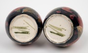 MOORCROFT "Pomegranate" pair of miniature pottery vases on celadon/blue ground, impressed "MOORCROFT, BURSLEM", 9.5cm high. - 3