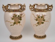 SATSUMA pair of Japanese export ware mantle vases, 20th century, ​​​​​​​33cm high. - 2
