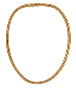 A fine quality 18ct gold double strand necklace, 20th century, stamped "750", 43cm long, 50 grams.