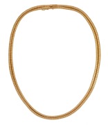 A fine quality 18ct gold double strand necklace, 20th century, stamped "750", ​​​​​​​43cm long, 50 grams.