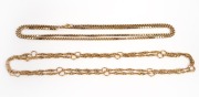A 9ct gold necklace (6.2 grams), together with a 15ct gold necklace (12.7 grams), (2 items), 18.9 grams total.
