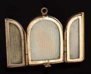 An antique 15ct photo triptych pendant with 9ct gold interior, 19th century, (15ct gold 5.4 grams), (9ct gold 2 grams), 8.3 grams including silk and glass. - 2