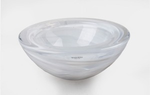 KOSTA BODA Swedish white art glass bowl, acid etched factory mark to base, ​​​​​​​9.5cm high, 22cm diameter.