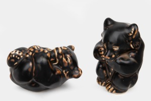 A pair of Danish porcelain bear figures, 20th century, factory mark to base, the lager 8.5cm high.