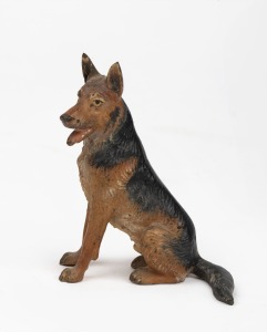 An antique Austrian cold-painted bronze statue of a German shepherd, circa 1900, ​​​​​​​9cm high.