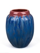 PIERREFONDS French blue and pink glazed pottery vase, early 20th century, impressed factory mark to base, ​​​​​​​24.5cm high.
