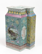 An unusual Chinese famille verte porcelain vase, 20th century, red mark to base, ​​​​​​​31cm high.