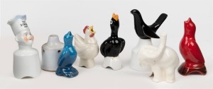Nine assorted vintage porcelain novelty pie funnels, 20th century, the largest 11.5cm high.