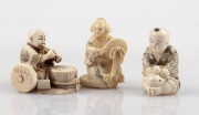 Three Japanese carved ivory netsuke, 20th century, the largest 5cm high.