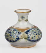 MOORCROFT "Lilac" pattern pottery vase on cream ground with gilt highlights, stamped "MACINTYRE, Burslem, England" with green signature "W. Moorcroft", ​​​​​​​8.5cm high.