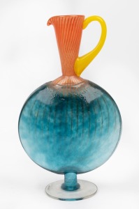 KOSTA BODA Swedish art glass ewer designed by KJELL ENGMAN, engraved signature and label to base, ​​​​​​​35.5cm high.