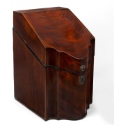 A Georgian mahogany cutlery box, interior refitted for document storage, early 19th century, 37.5cm high, 23cm wide, 23.5cm deep.