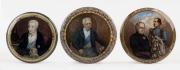 Three antique Prattware pot lids: I.) Wellington, II.) The Late Duke Of Wellington, III.) The Allied Generals... ​​​​​​​the largest 11.5cm diameter.