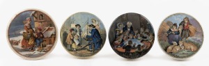 479 · Four antique English Prattware pot lids, including "Old Jack", mid 19th century, the largest 8cm diameter.