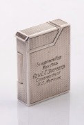 DUNHILL "Broadboy" vintage English silver cigarette lighter, bearing inscription "In appreciation, November 1954. Gen. L. C. Shepherd, Commandant U.S. Marines.", 4.5cm high.